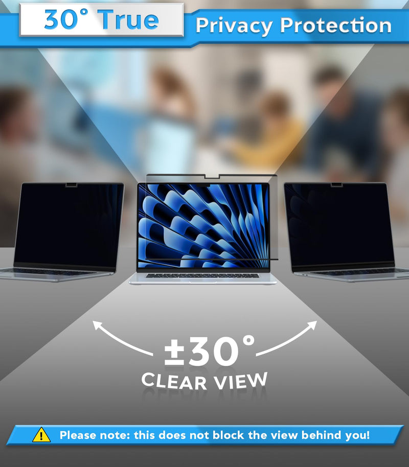 PYS Magnetic Privacy Screen for MacBook Air 15.3 Inch (2023-2024, M2 M3 Chip) - Removable Anti-Glare Protector with Camera Cover Slide and Anti-Blue Light Filter MacBook Air 15 Inch (2024-2023,M2/M3)