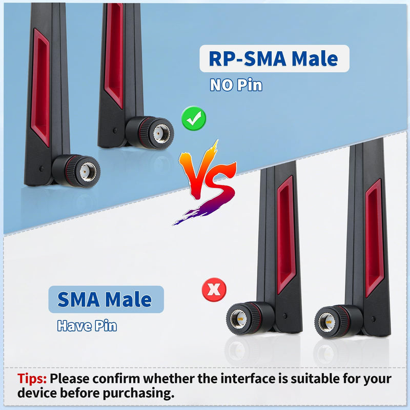Superbat Dual Band MIMO Bluetooth RP-SMA WiFi Antenna 2pcs for PC Desktop | 2.4GHz 5GHz 5.8GHz for Computer WiFi Router Wireless Network Card Security IP Camera Video Surveillance Monitor