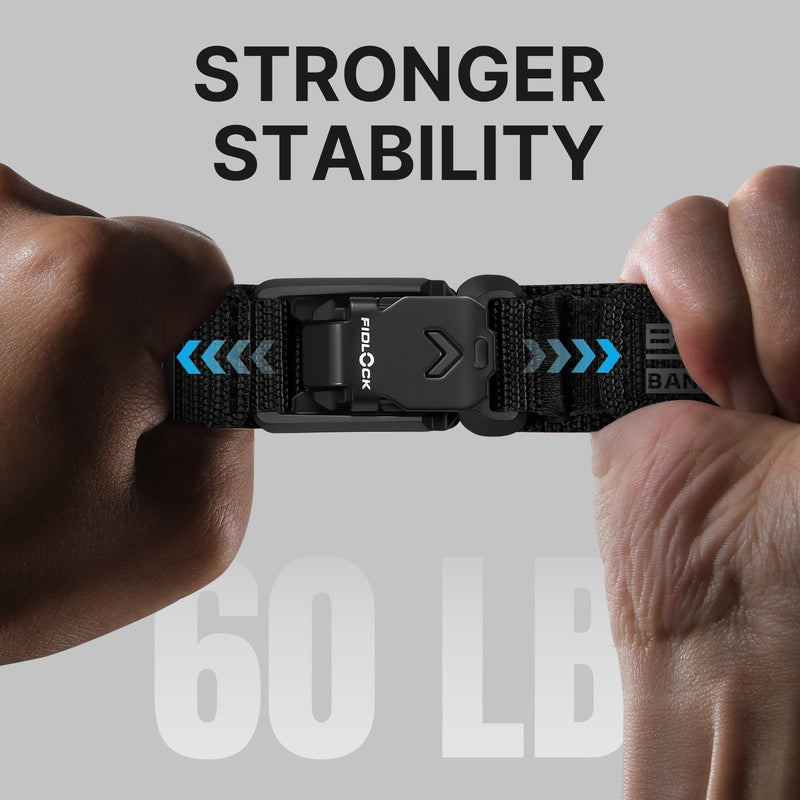 Bandletic Nylon Band Compatible with Samsung Galaxy Watch 9/8/8 Classic | No Gap Comfortable Breathable Soft Replacement Strap for Women Men with Magnetic Fidlock V-Buckle,For Sports & Outdoors Black Large 7.1"-8.5"(180mm-215mm)
