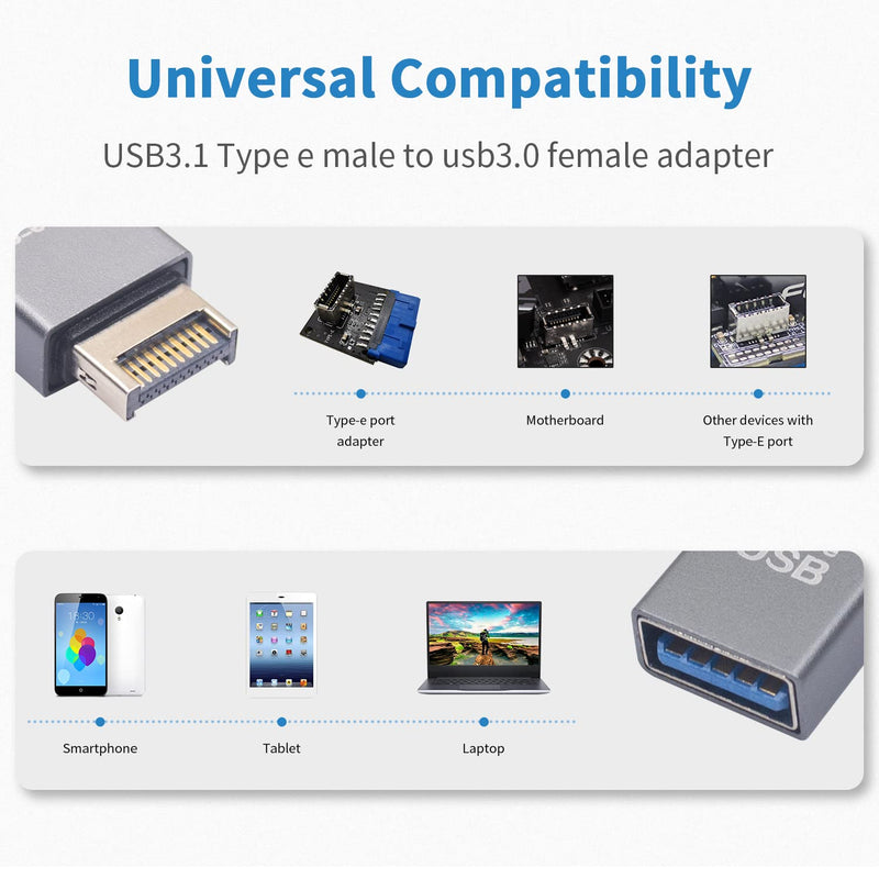Duttek USB C Motherboard Adapter, 10Gbps USB Type C Motherboard Adapter Converter, High Speed 3.1 USB Type-E Male to USB3.0 Female Motherboard Internal Adapter for Computer.
