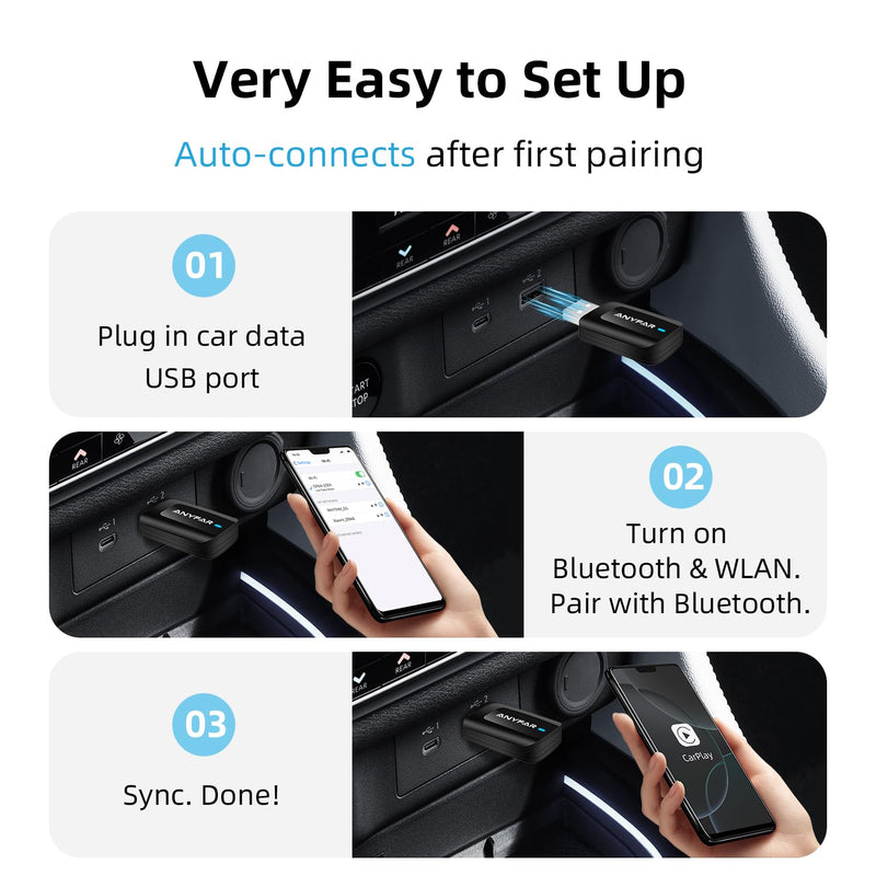 C5 Wireless CarPlay & Android Auto Adapter Car Play Mini Dongle | Plug & Play, OTA, 2in1, Converts 2016+ Car OEM Wired CarPlay/Android Auto Connection to Wireless, for iPhone & Android Phone
