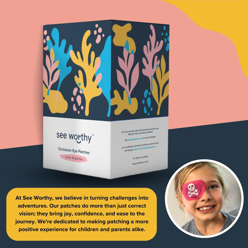 See Worthy Magical Eye Patches - Smart Design & Adhesive Technology, Breathable & Comfortable Lazy Eye Patches for Kids - Soft, Concave Shape & Fun Designs (48pcs/Box) - Packaging May Vary