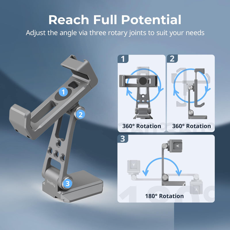 [AUSTRALIA] - SMALLRIG Metal Phone Mount with Baseplate for Arca-Swiss,Compatible for DJI RS 4 Mini & RS 3 Mini, Phone Mount Adapter Support Free Adjustment Joints, Phone Tripod Mount for iPhone 17/16/15-5338 