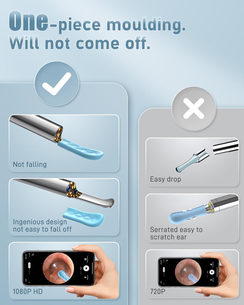 AOPICK Ear Wax Remover Otoscope, 1080P HD WiFi Ear Cleaner with Camera, 360° Wide Angle Otoscope Camera with 6 LEDs for iPhone, iPad and Android Smartphones