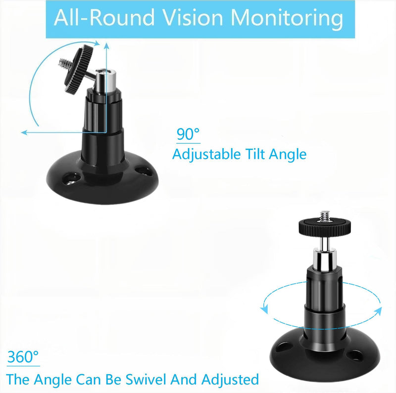 2 Pack Adjustable Security Wall Mount for Ring Camera&Stick Up Cam Battery,Indoor Outdoor Mount Bracket for Arlo HD/2/3/4,Ceiling Mount Kit for Plug-in HD Security Cam, Adhesive or Screw,No Drill