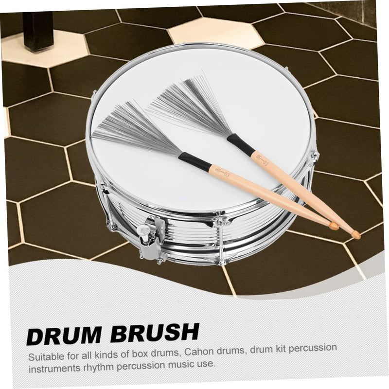 1 Pair Double head drum brush Practical Drum Brush wooden handle drum Drum Stick Brush drum shield snare wire musical instrument drum clean major maple Metal 35.5x1.5cm As Shown