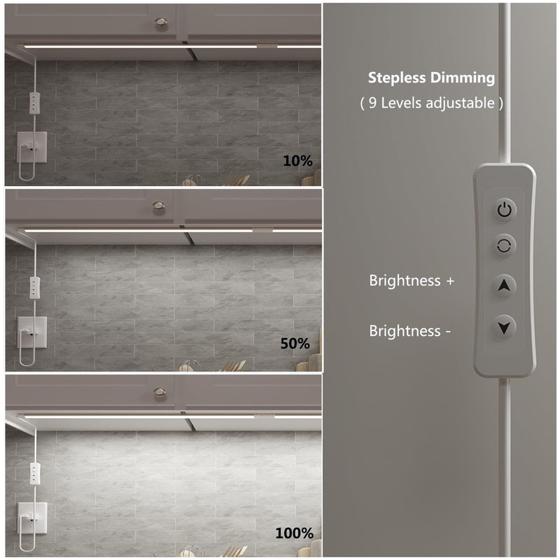 LED Under Cabinet Lighting USB Plug in Cabinet Lights,3 Levels CCT(3000K/4000K/6000K),Ultra-Thin 12Inch - 2X Dimmable Indoor Light Bar Linkable for Under Counter,Desk,Shelf,Closet,Workbench,8W,720LM 12''-2x-LED Bars