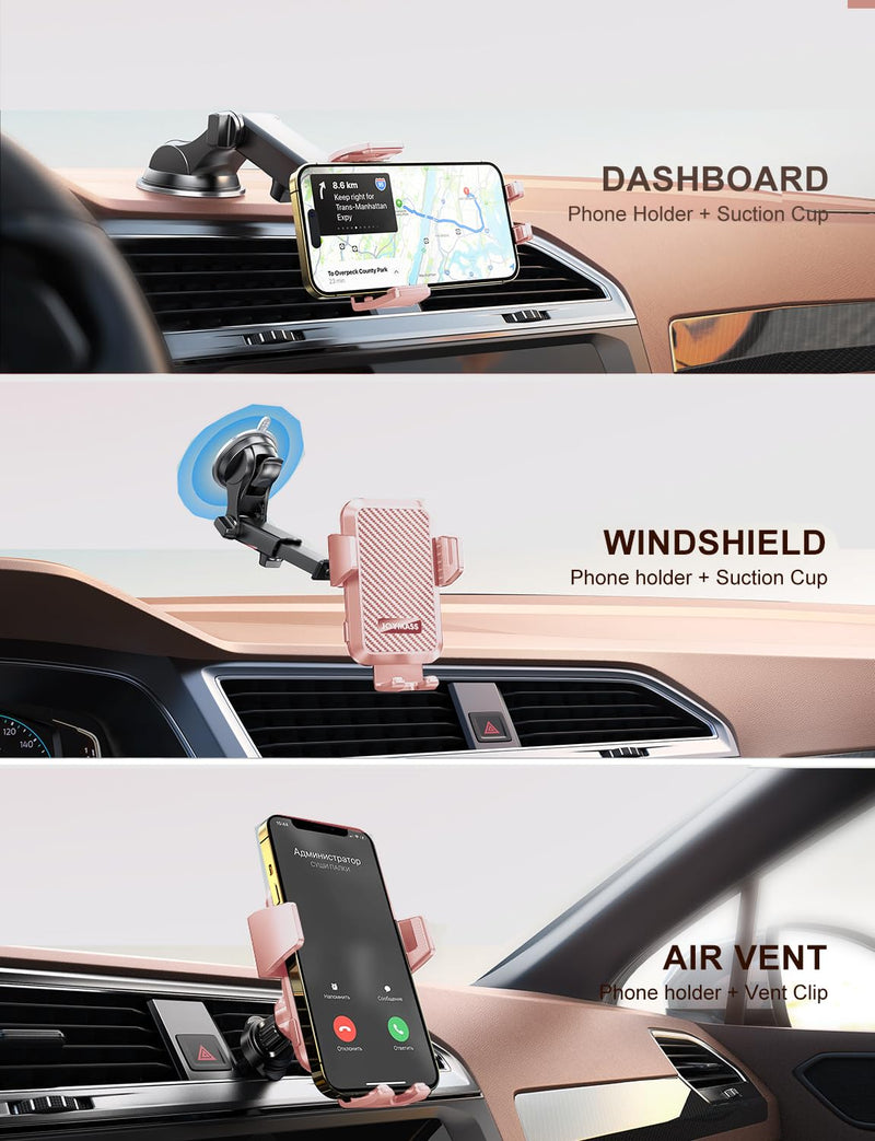 JOYMASS Wireless Car Charger, Phone Holders for Your Car, 15W Auto Clamping Phone Mount Car Accessories for iPhone 16 15 14 13 12 Mini Pro Max 11, Samsung Galaxy S24 Ultra S23 S22+ Note 20, etc-Pink PINK