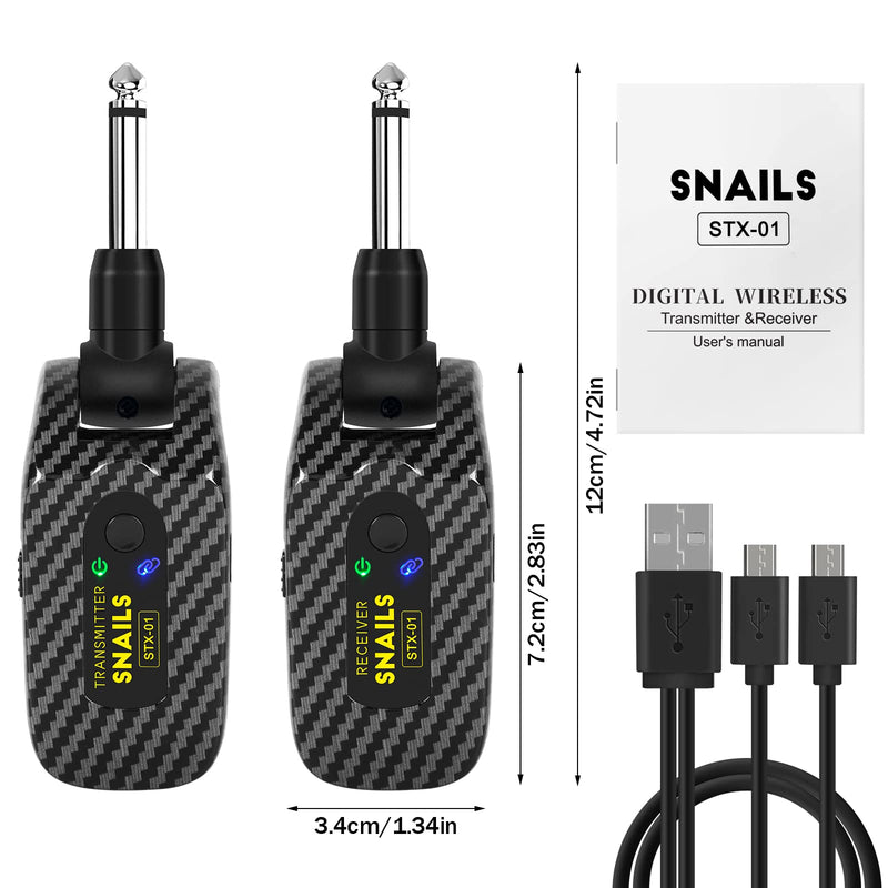 2.4GHZ Wireless Guitar System, Rechargeable Digital Wireless Guitar Transmitter Receiver with 4 Channels and Long Battery Endurance for Electric Guitar Bass 2.4Ghz Yellow