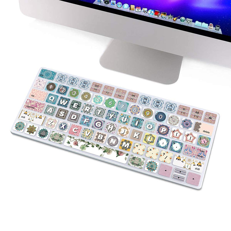 WYGCH Keyboard Cover Skin for iMac Magic Wireless Keyboard MLA22LL/ A (Model: A1644), Silicone Skin Protector with Pattern & Big Letter Design, US Layout, Bohemian B-Bohemian