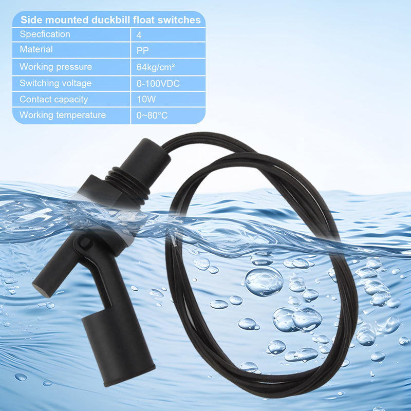 Pack of 4 Float Switch Water Level Sensor, Float Switch, Side Mounted Horizontal Float Switch, Liquid Float Switch for Tank, Pool, Horizontal, Aquarium
