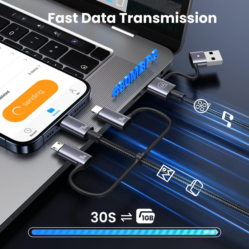 72W Super Fast Dual USB-C 3-in-1 Multi Charging Cable for iWatch+240W Multi Charging Cable, 6.6ft 6-in-1 USB C Cable Fast Charging Cords