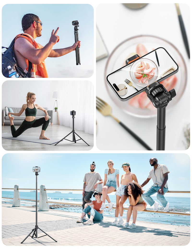[AUSTRALIA] - 71'' Phone Tripod & Selfie Stick, Tripod for iPhone with Detachable Remote, Portable Phone Tripod Stand for Video Recording, Travel Tripod for Cell Phone, Compatible with Smartphones, DSLR 