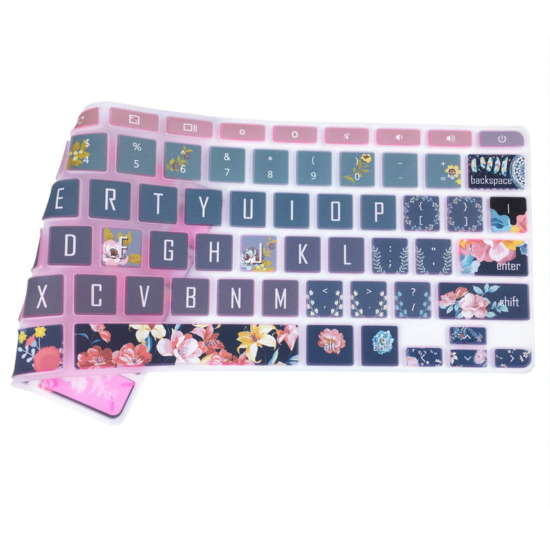 SANFORIN Silicon Keyboard Cover Skin for HP Chromebook 11 x360 11.6", Chromebook 11 G2/G3/G4/G5/G6 EE/G7 EE 11.6’’, HP Chromebook 14-ca 14-ak 14-X Series,HP Chromebook 14 G2 G3 G4,Red Flower Red Flower