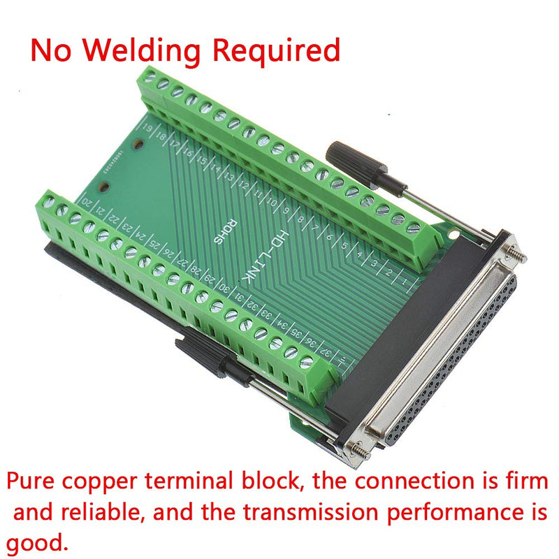 ANMBEST DB37 Solderless RS232 D-SUB Serial to 37-pin Port Terminal Female Adapter Connector Breakout Board