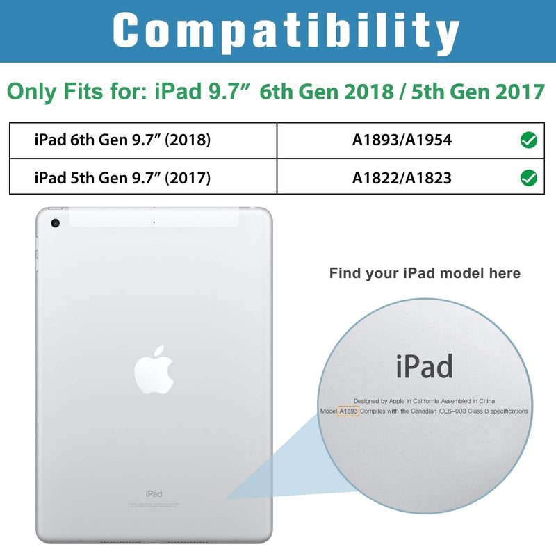 for iPad 9.7 Inch Case iPad 6th/5th Generation Case 2018 2017(Model: A1893 A1954 A1822 A1823), Ultra Slim Lightweight Stand Case with Translucent Frosted Back Smart Cover -Navy Navy