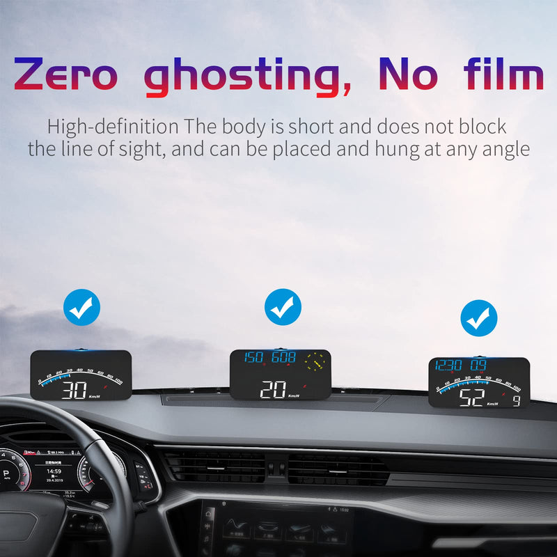 ACECAR Digital GPS Speedometer, Universal Car HUD Head Up Display with Speed MPH, Compass Direction, Fatigue Driving Reminder, Driving Distance, Altitude, Overspeed Alarm HD Display, for All Vehicle G10-Blue