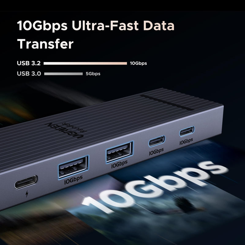 UGREEN Revodok Pro USB-C Hub 6 in 1 10Gbps USB C 3.2 & USB-A 3.2 4K 60Hz HDMI, 100W Power Delivery for MacBook Pro/Air, iPad Pro, Thinkpad Rog Ally and More.