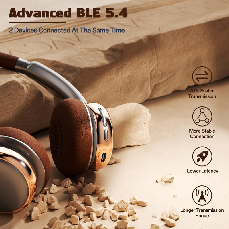 Nova Active Noise Cancelling Headphones, Wireless Over Ear Bluetooth Headphones, Bluetooth 5.4 Wireless Headset with Mic,Hi-Fi Quality Sound 58H Playtime (Sliver) Sliver