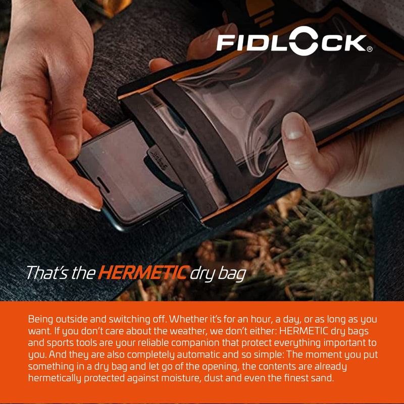 FIDLOCK Hermetic Armband Phone Dry Bag - Waterproof Pouch for Cellphone with Magnetic Self-Sealing Fidlock Closure, Full Touch Functionality through the Case with Optional Arm Width Extension Included