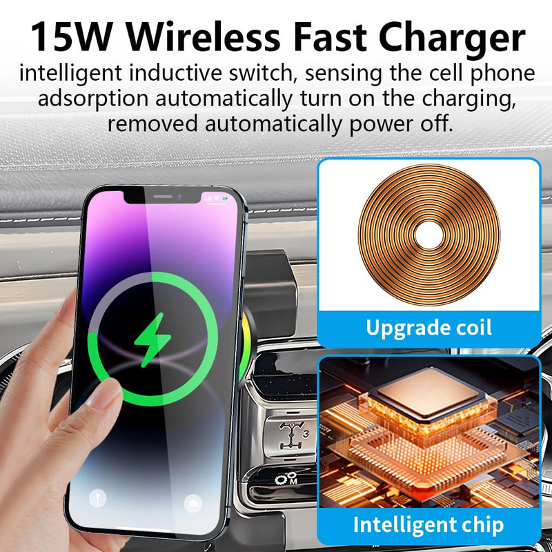 Car Magnetic Phone Mount for Mercedes Benz G-Class 2025 2026 G550 G580 G63 W463 G Wagon Auto Interior Accessories Best Cellphone Holder Fast 15W Wireless Charger Cell Phones Charging Stand for 2025 2026 Benz G-Class