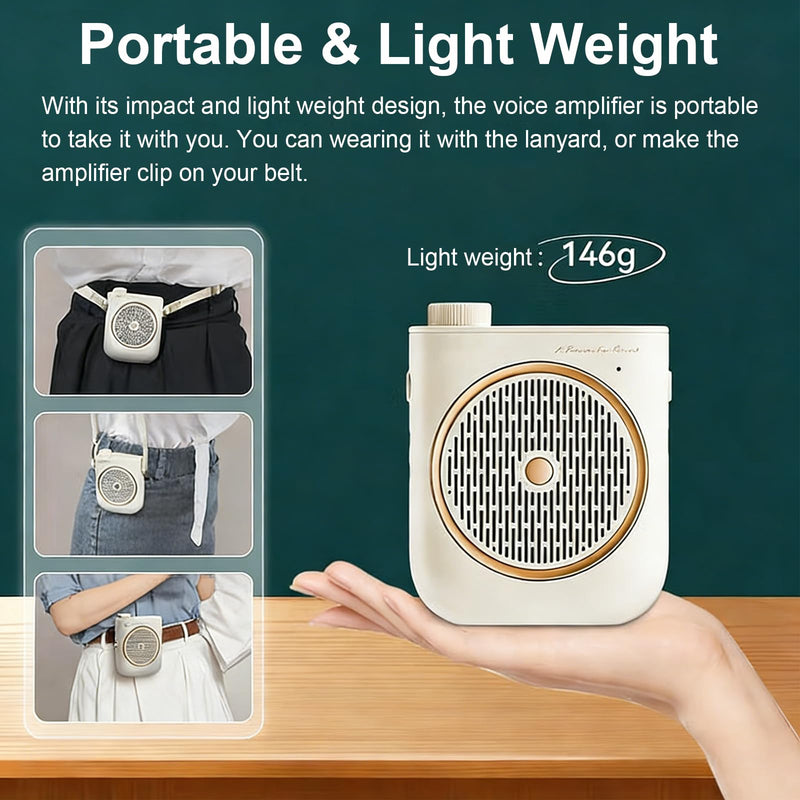[AUSTRALIA] - Voice Amplifier with Wireless Microphone Headset, Voice Amplifier Wireless Microphone for Teachers, Mini PA System Speaker, Portable Voice Amplifier for Classroom, Speech,Tour Guide (Cream) 