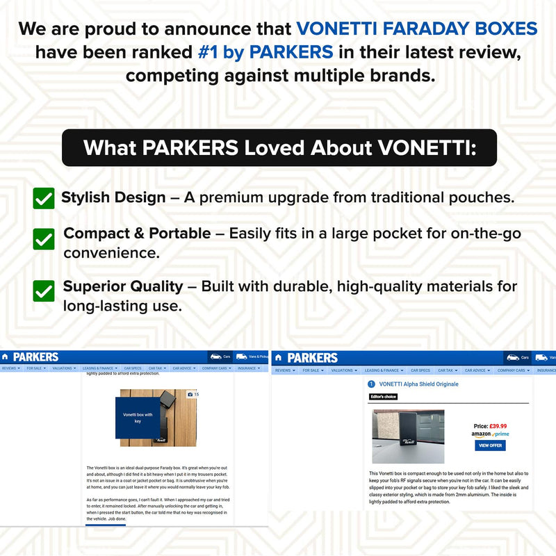 VONETTI Grande Faraday Box for Car Keys RFID Blocking Pouch Anti-Theft Key Fob Protector Key Case Car Key Signal Blocker Box Key Holder Car Accessories Interior Faraday Pouch for Key Fob Security Box