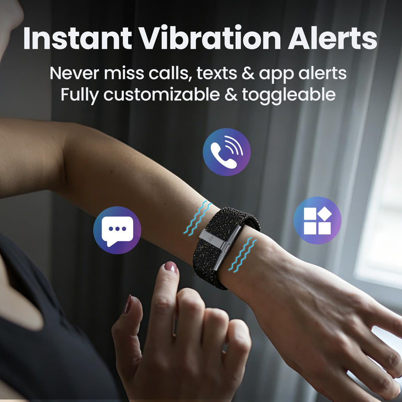 Screenless Fitness Tracker Heart Rate Sleep Monitor for iOS Android | IP68 Waterproof Activity Tracker with 2 Elastic Braided Bands, Long Battery Life, Step Counter and Auto Health Tracking