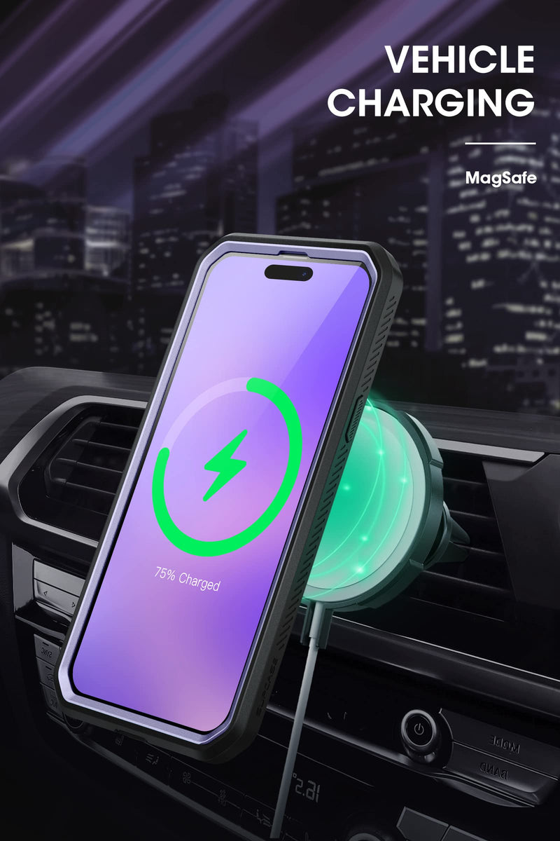 SUPCASE for iPhone 14 Pro Max Case, Compatible with MagSafe, Mauve | Built-in Screen Protector, Military-Grade Protection, Belt-Clip, Heavy Duty Shockproof, Unicorn Beetle Pro Mag Purple