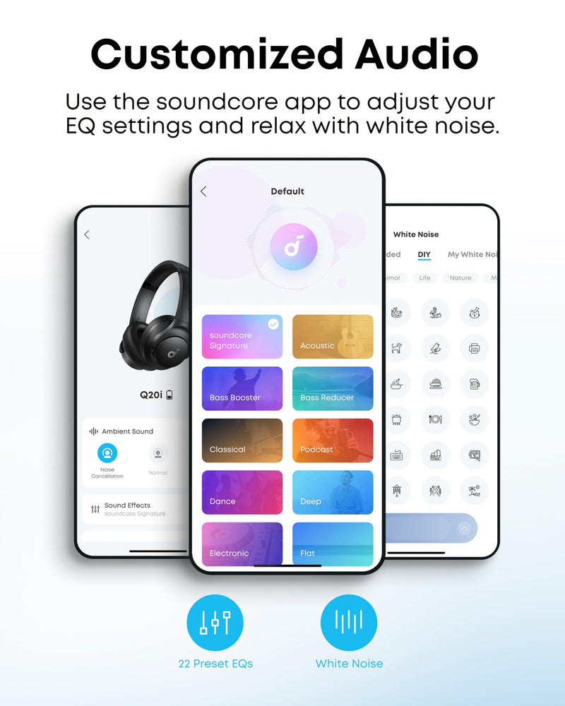 Soundcore by Anker Q20i Hybrid Active Noise Cancelling Headphones, Pink | Over-Ear, Bluetooth, 40H ANC Playtime, Hi-Res Audio, Big Bass, Transparency Mode, Customize via App, Travel, Home, Office Standard Modern
