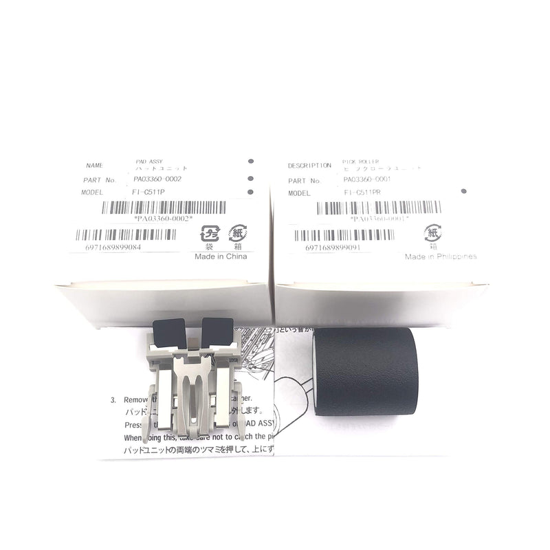 OKLILI 1SET PA03360-0001 PA03360-0002 Pick Pickup Roller + Separation Pad Assembly Compatible with Fujitsu S510M S510 S500M S500 fi-5110EOXM fi-5110EOX2 fi-5110EOX fi-5110C
