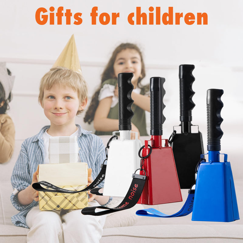 Cow Bells with Wrist Strap - Cowbell with Handle 2pcs, Customizable Cowbells for Sporting Events, for Football Games,Party, Concert, Graduations, Farm Ranch (black) black