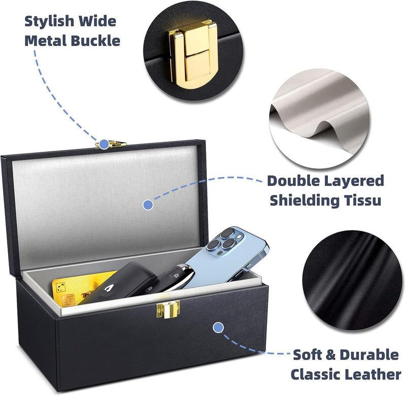 Faraday Key Fob Protector, Faraday Box for Car Keys with 2 PACK Faraday Bags, RFID Box for Car Keys, Car Key Signal Blocking Box Box for Car Security (Small) S(Capacity 5-8 Keys)
