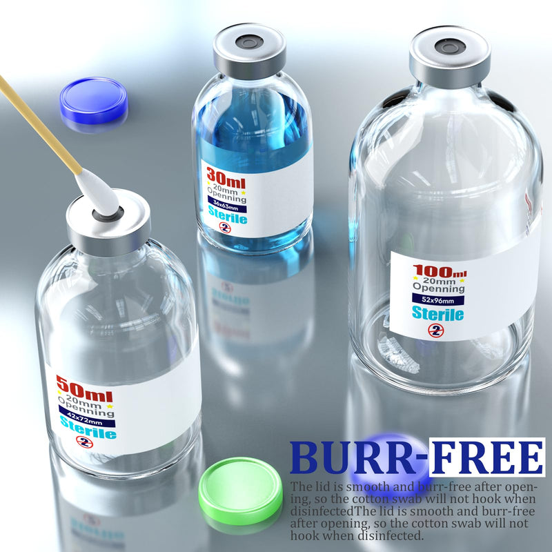 Ks-Tek Sterile Empty Vials with Self Healing Injection Port,with Flip Off Aluminum Cap,Sterile Package (100ml,4) 100ml 4