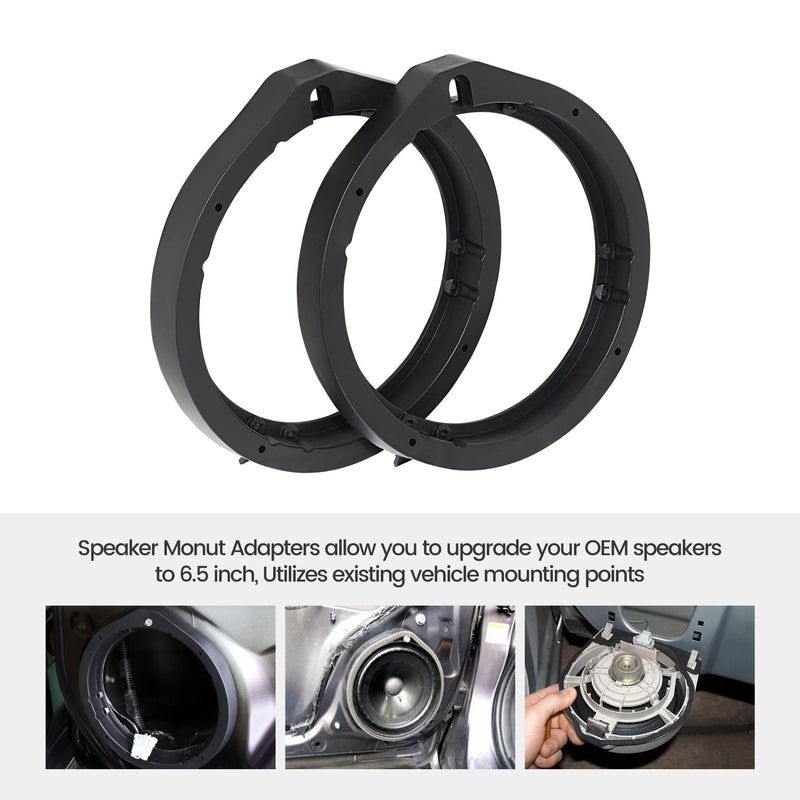 RED WOLF Front Rear Door Speaker Adapter + Wiring Harness for 2008-2013 Honda Civic Accord CRV, Acura 2005-2019 Aftermarket 6.5"- 6.75" Speaker Spacer Rings Adaptor Mount 1 Pair