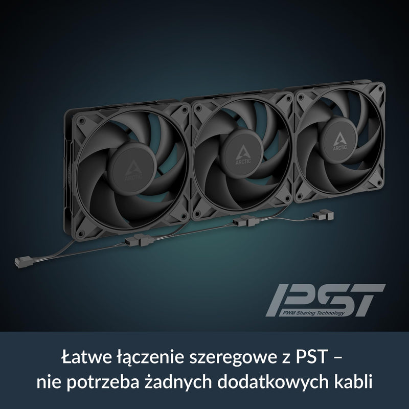 ARCTIC P12 Pro PST - Powerful Premium Fan, 120 mm PWM Fan with Y-Cable Splitter, 600-3000 RPM, 0 RPM <5% PWM, Fluid Dynamic Bearing, 4-Pin - Black