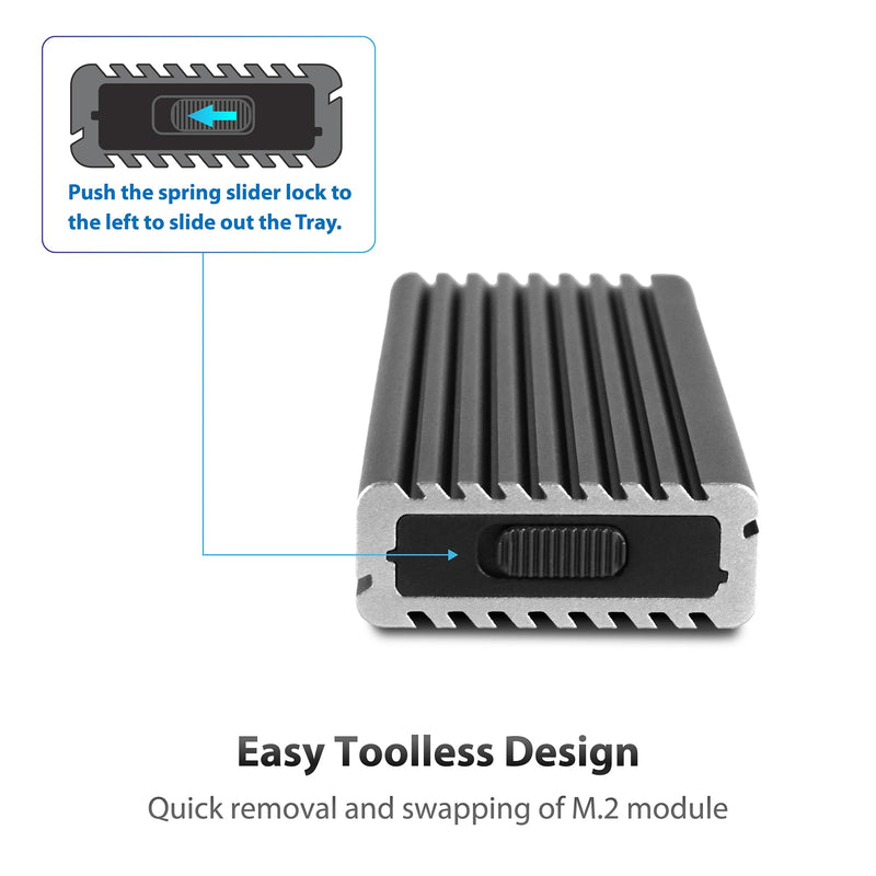 VANTEC M.2 NVME SSD to USB 3.1 GEN 2 Type C Enclosure W/USB Type-C Cable - Space GRA