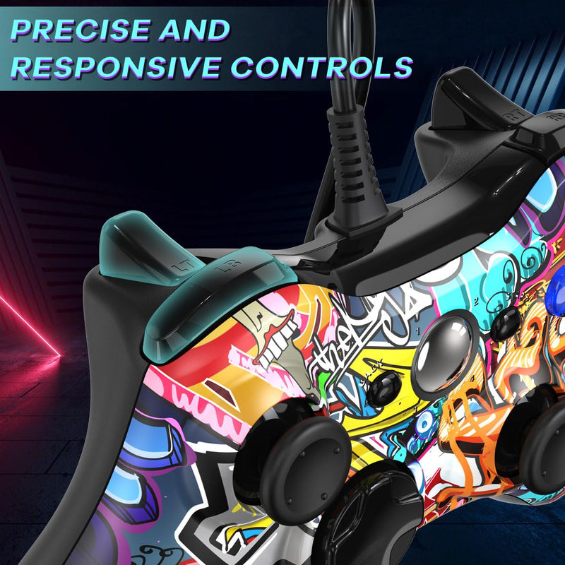 Xbox 360 Controller Wired, Xbox PC Controller, Compatible with Xbox 360/Xbox 360 Slim & PC Windows 11/10/8/7 Graffiti