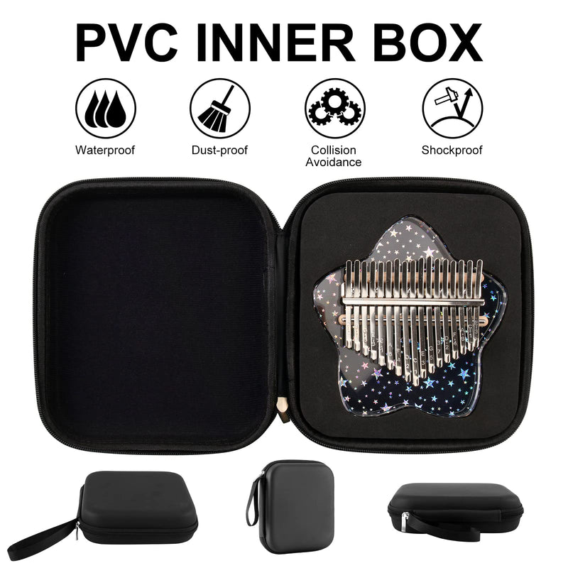Beveetio Clear Kalimba Thumb Piano With Eva Protective Case, Transparent Crystal Kalimba 17 Key, Musical Instrument Gifts, Rainbow Star Finger Piano, Acrylic Mbira… Transparent & Rainbow Star