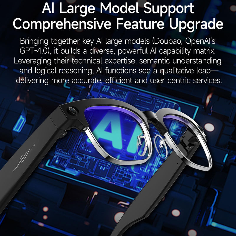 7 in 1 AI Smart Glasses with Camera W630 | 8MP HD Video Recording, AI Voice Assistant, Real-Time Translation, Anti-Blue Light, Bluetooth Call & Music