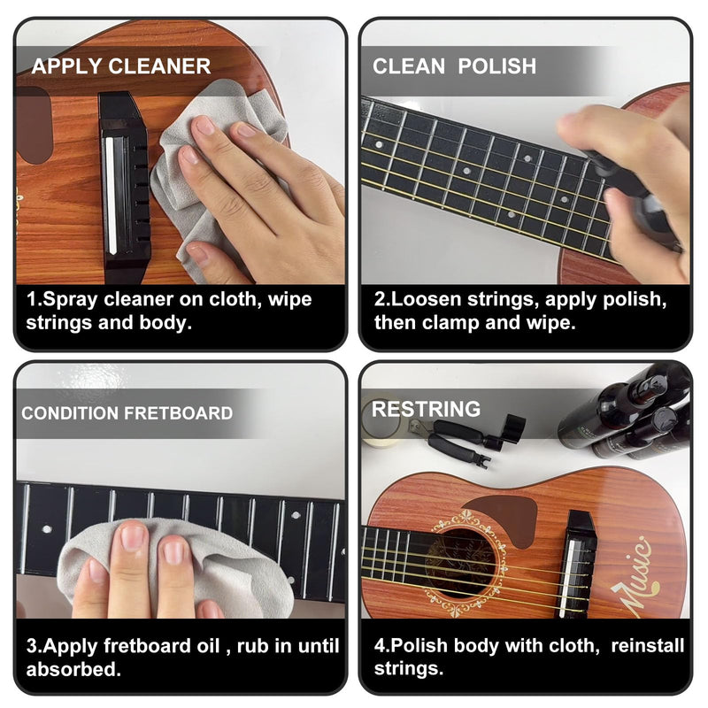 [AUSTRALIA] - Guitar Cleaning Kit, All-in-One Guitar Maintenance Kit for Guitar Cleaning and Maintenance, Ideal for Beginners and Professionals 
