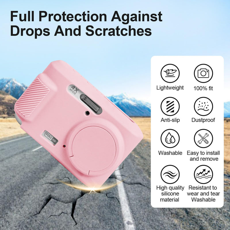 [AUSTRALIA] - Easy Hood Case for Kodak PIXPRO FZ45, Soft Silicone Camera Case with Removable Lens Cover, Lightweight Protective Cover Sleeve, Custom Fit FZ45 Camera (Pink) Pink 