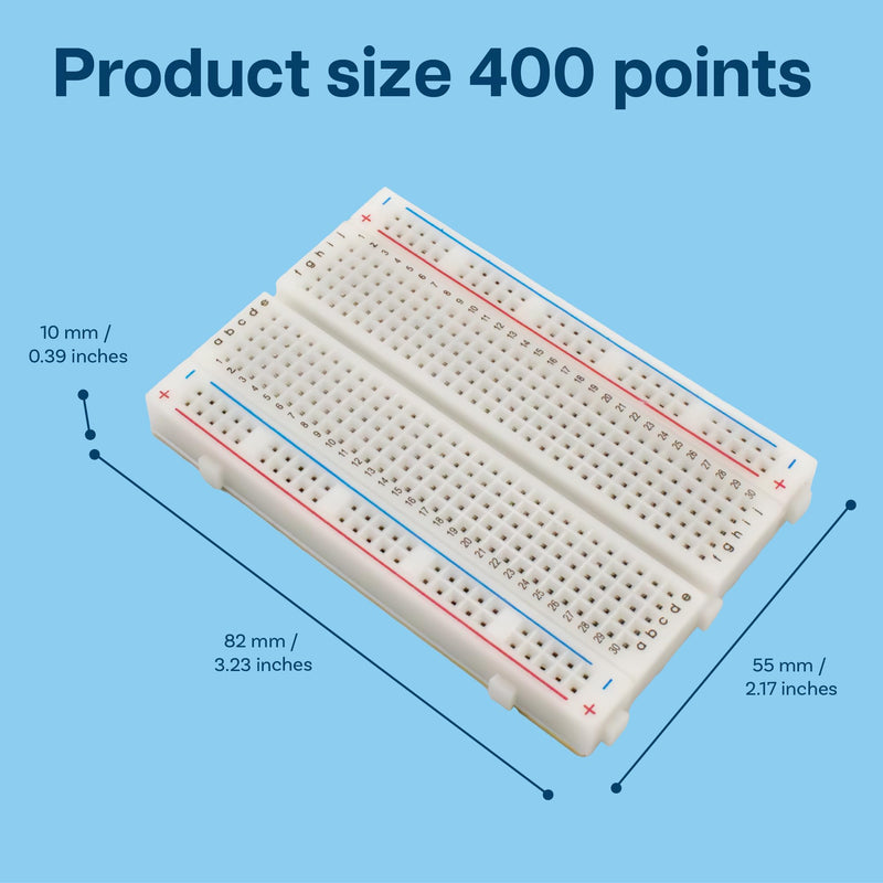 MMOBIEL PCB Breadboards Prototype Circuit Board Solderless - 3 x 400 Points - Compatible with DIY Arduino, Raspberry Pi 2/3/4/5 Projects Proto Shield Distribution - Connection Blocks (Pack of 3)