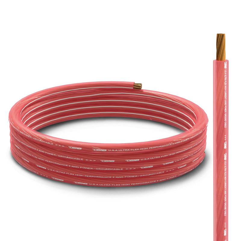 DS18 PW-8GA-5BK/20RD Ultra Flex Power Wire CCA 8 Gauge, 5ft Black and 20ft Red - Power Amplifier Wiring Kit