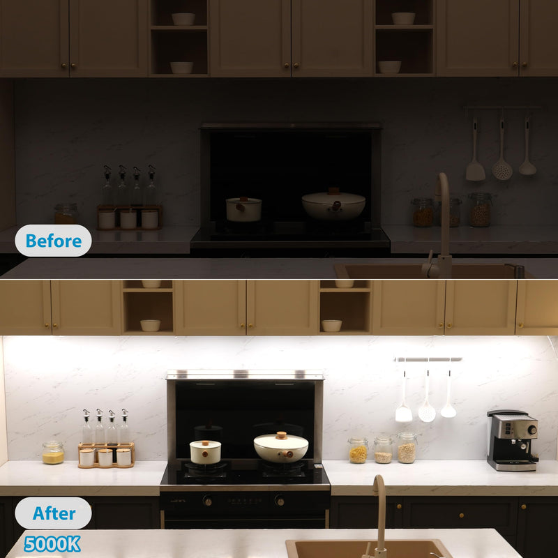 [AUSTRALIA] - Litever Under Cabinet Lights Plug in, 6 pcs 12 Inches LED Light Strip Bars. Super Bright Dimmable Linkable for Kitchen Counter Above Cabinets Shelf Workbench Desk Closet Lighting. Daylight 5000K 6-Light-Kit 