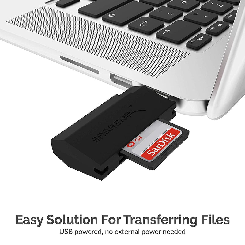 SABRENT SuperSpeed 2-Slot USB 3.0 Flash Memory Card Reader for Windows, Mac, Linux, and Certain Android Systems - Supports SD , SDHC , SDXC , MMC / MicroSD , T-Flash [Black] (CR-UMSS) 2-Slot USB A