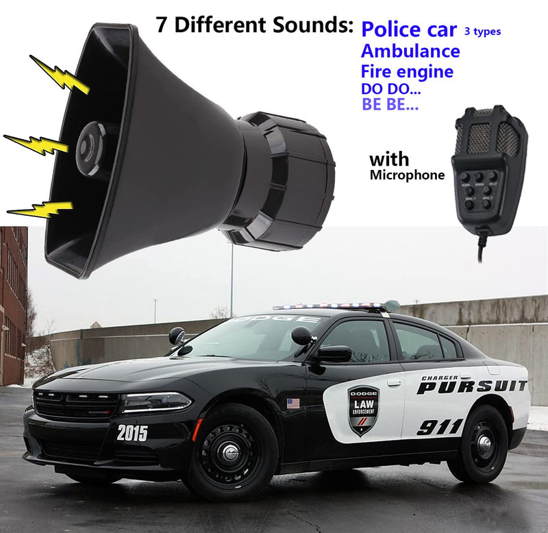 [AUSTRALIA] - Alarm Horn Siren PA Speaker Mic System,BANHAO 100w 12v 7 Sound Loud Car Alarm Police Horn Police Car Siren Horn Speaker System Emergency Amplifier Alarm Kit Horn for 12V Truck Lorry Boat Car 