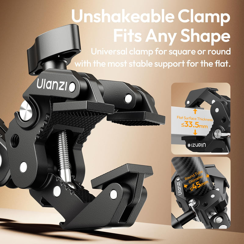 [AUSTRALIA] - ULANZI 22'' CO78 Magic Arm w Desk C Clamp, Camera Mount Articulating Friction Arm w Super Clamp, 1/4" & ARRI Pins, Overhead Phone Mount Holder Stand, 1kg f Phone & Action Cam, Video Light 