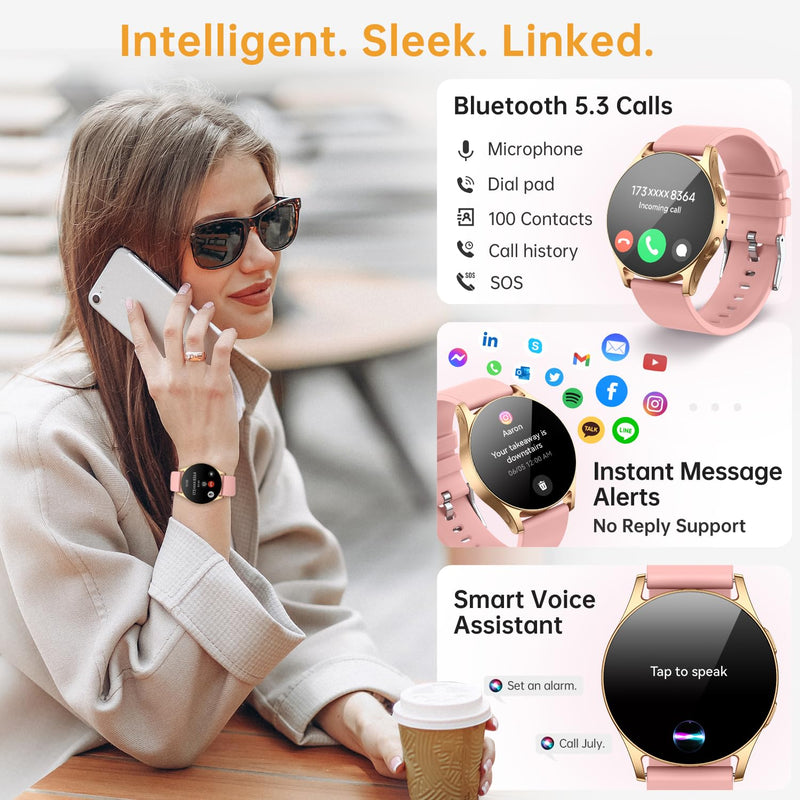 AI Smart Watch for Women Men with GPT, 1.32" AMOLED Ultra-Clear Screen Fitness Tracker with Heart Rate/Sleep/SpO2 Monitor, Waterproof Smartwatch for Android/iPhone Phones