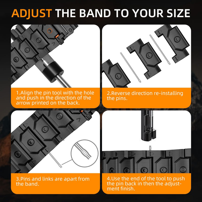 22mm Titan Steel Bands Compatible for Fenix 8 47mm/7/6/5 Band,Quick Fit Rugged Mecha Metal with Folding Clasp for Epix Gen 2 47mm/Forerunner 745/935/945/955/965/45mm Instinct 3/2/MARQ,Men Black 22MM